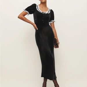 Reformation Adessa Dress in Black Velvet